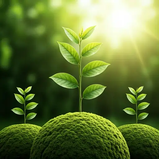 Green sapling growing in rich dark garden soil in Painted Post NY — organic lawn care approach